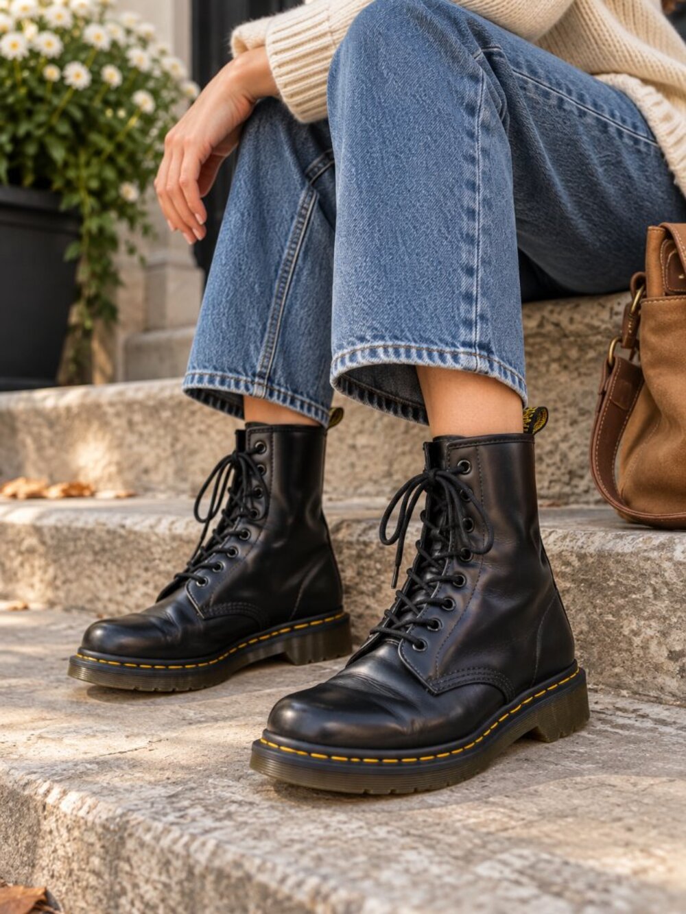 Dr Martens 1460 Womens 8 Black Leather Combat Boots Lace Up Grunge Goth Punk 90s